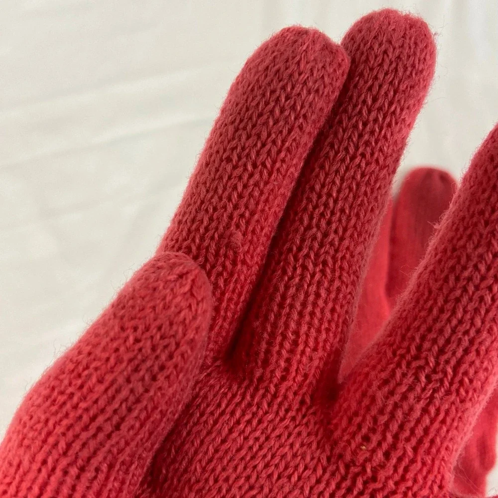 Women's reddish deep pink knit zig zag cuff warm winter gloves cold gear‎ OS